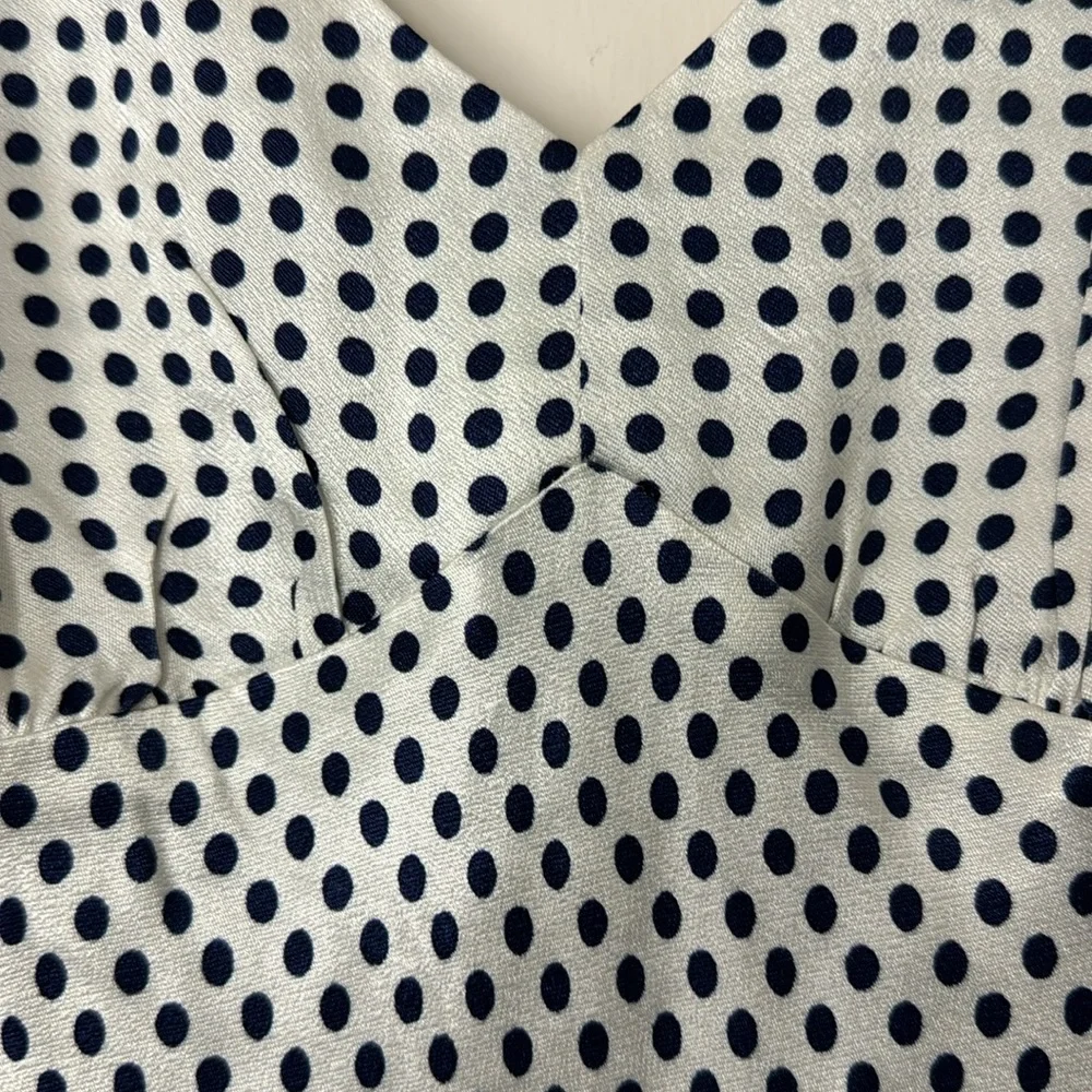 J.Crew Collection full-length luster crepe V-neck slip dress dot print BU220